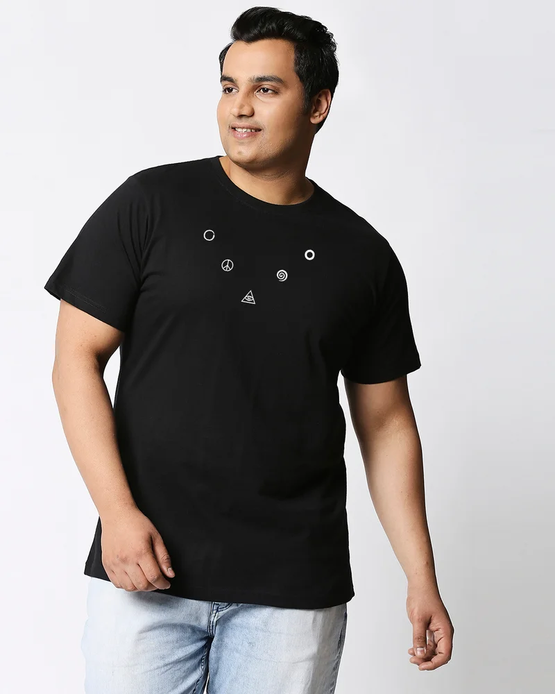 bewakoof Men's Black Hope Street Graphic Printed Plus Size T-shirt